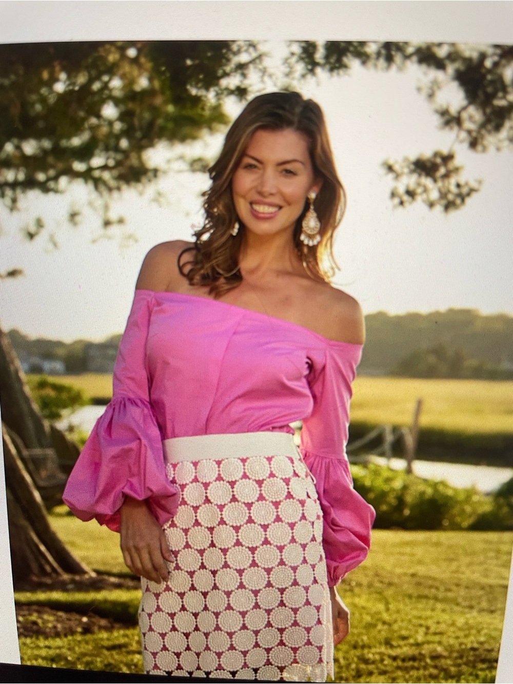 A-tout-age Juliette off shoulder pink top sz s